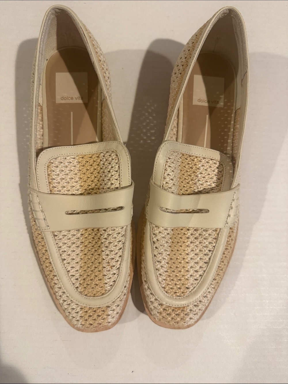 Dolce Vita Cream and Tan Woven Loafers